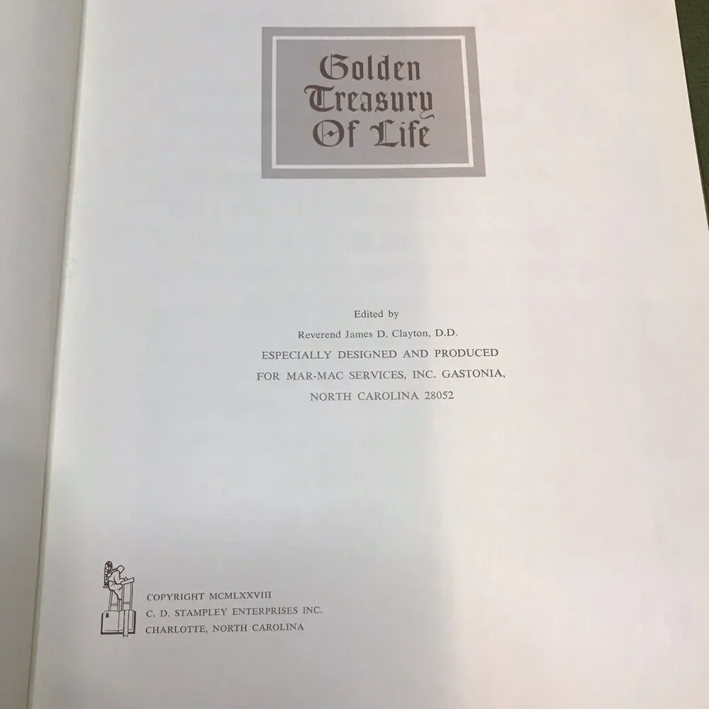 Vintage Golden Treasury Of Life 1978‎ Hospital Room Book Mar-Mac Services